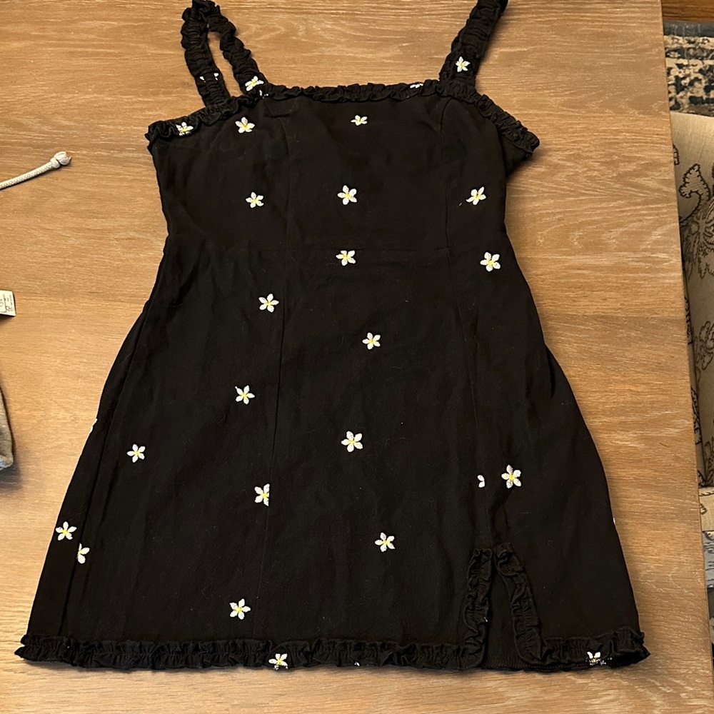 Kendall & Kylie Black Dress with White Floral Accents